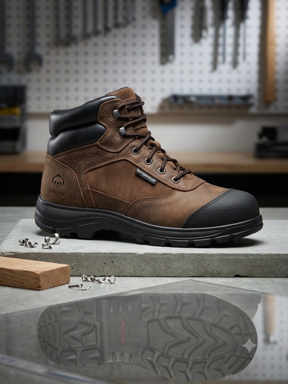 Wolverine men Steel Toe Waterproof Brown Work Boot - Men